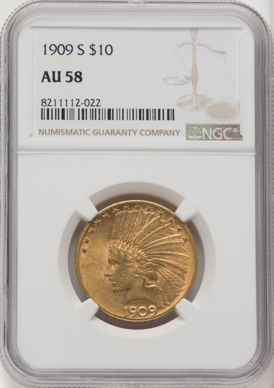 1909-S $10 Indian Eagle NGC AU58 (506294022)