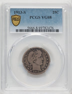 1913-S 25C Barber Quarter PCGS VG8