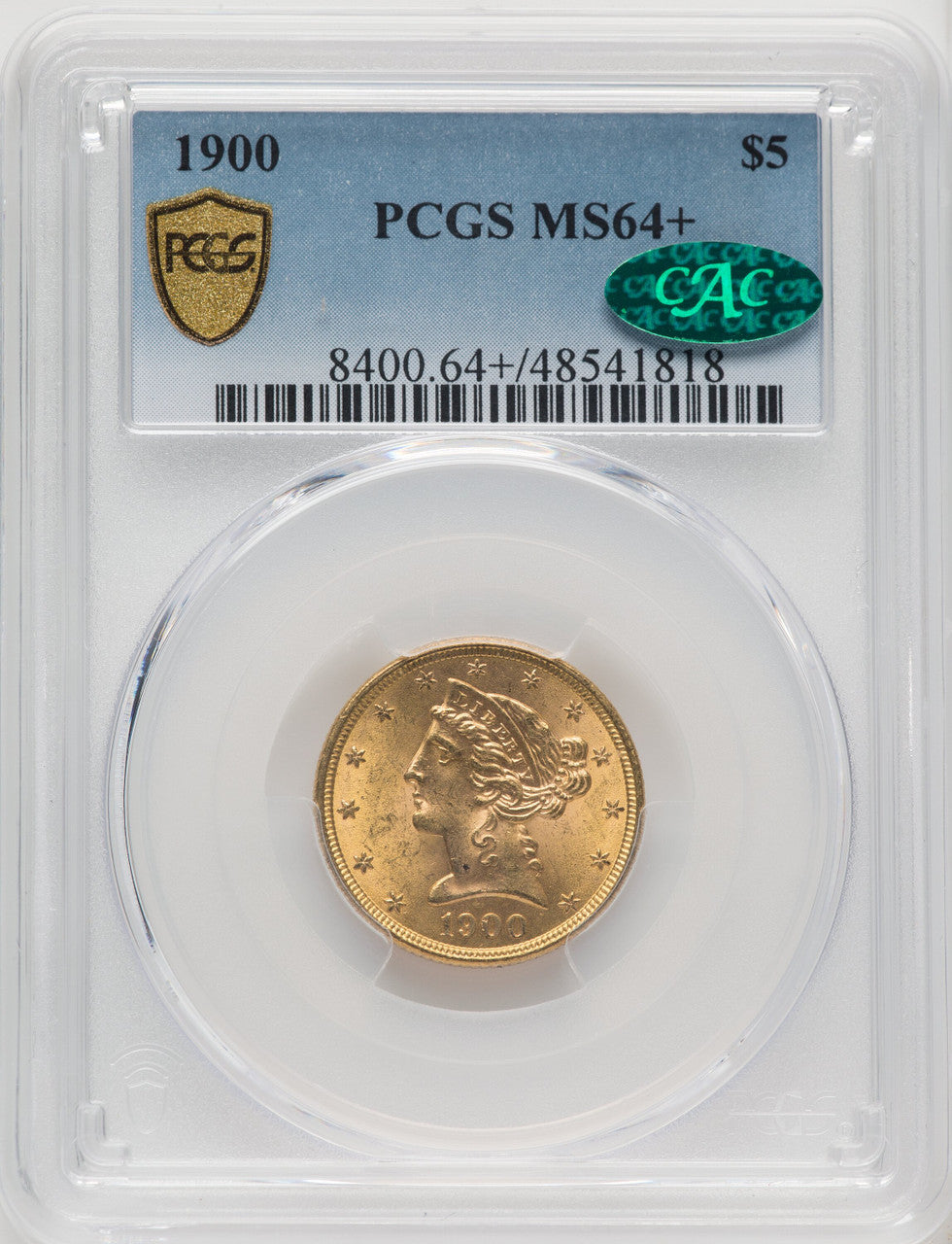 1900 $5 CAC Liberty Half Eagle PCGS MS64+