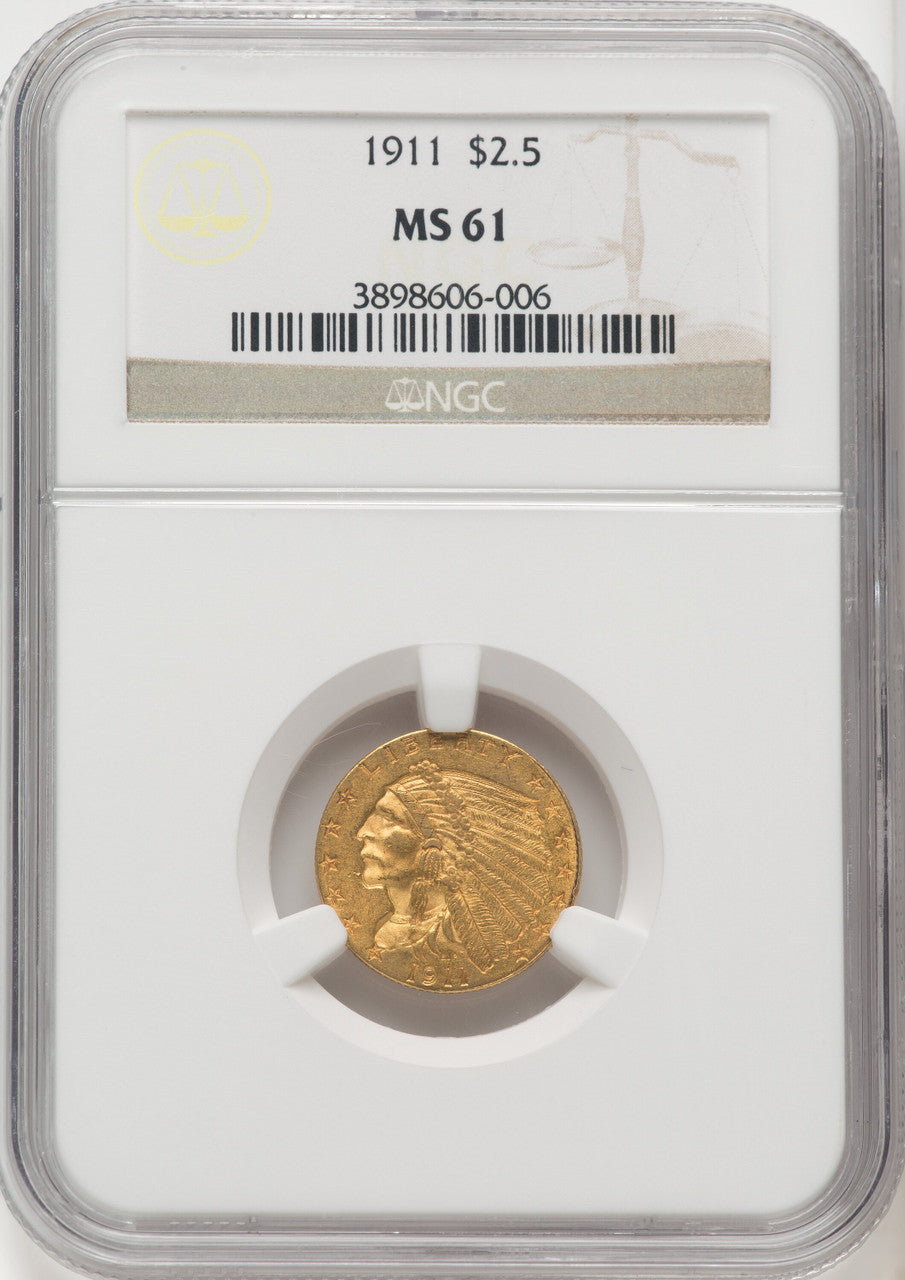 1911 $2.50 Indian Quarter Eagle NGC MS61 (506369004)