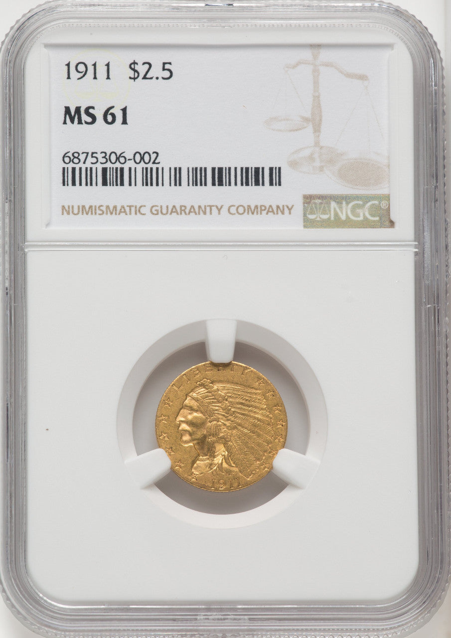 1911 $2.50 Indian Quarter Eagle NGC MS61 (506369005)