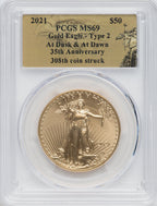 2021 $50 One-Ounce Gold Eagle Type 2 At Dusk & Dawn 35th Anniversary 308th PCGS MS69