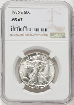 1936-S 50C Walking Liberty Half Dollar NGC MS67 (519743086)