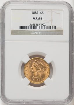 1882 $5 Liberty Half Eagle NGC MS65