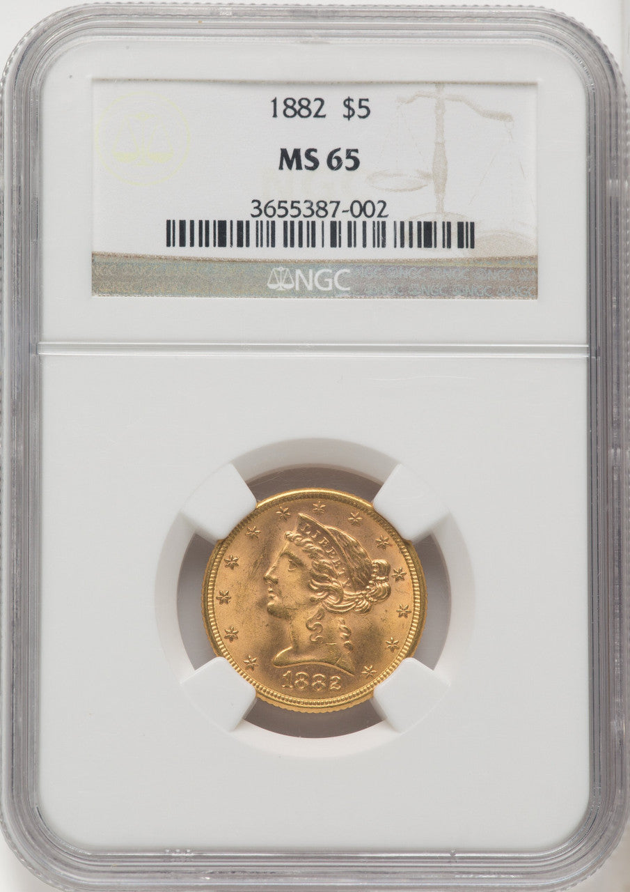 1882 $5 Liberty Half Eagle NGC MS65