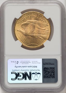 1908 $20 NO MOTTO Saint-Gaudens Double Eagle NGC MS66+ (767025007)