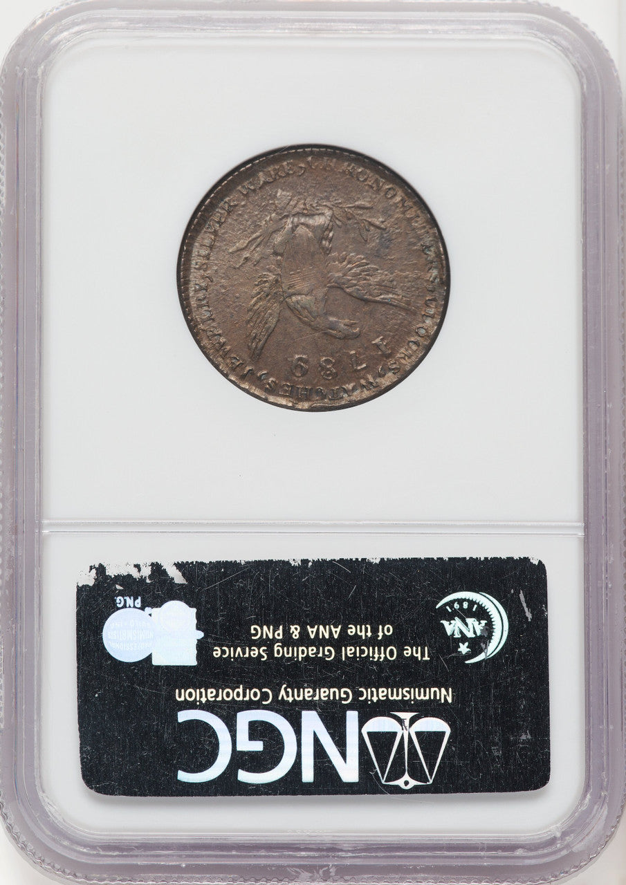 1789 Mott Token Thick Planchet Plain Edge BN Colonials NGC MS63