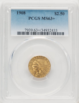 1908 $2.50 Indian Quarter Eagle PCGS MS63+