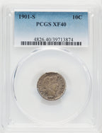 1901-S 10C Barber Dime PCGS XF40