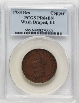 1783 Washington & Independence Cent Draped Bust No Button Copper Restrike Engrailed Edge BN Colonials PCGS MS64
