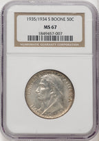 1935/34-S 50C Boone Commemorative Silver NGC MS67