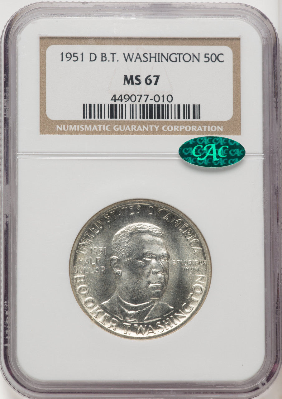 1951-D 50C Booker T. Washington CAC Commemorative Silver NGC MS67