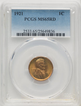 1921 1C RD Lincoln Cent PCGS MS65