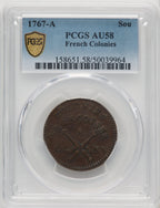 1767-A Sou BN Colonials PCGS AU58