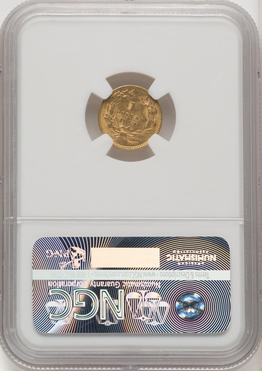 1857 G$1 Gold Dollar NGC MS61
