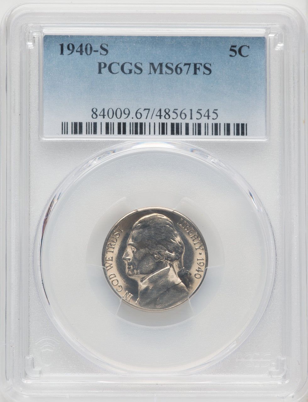 1940-S 5C 5FS Jefferson Nickel PCGS MS67