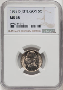 1938-D 5C JEFFERSON Jefferson Nickel NGC MS68 (519848028)