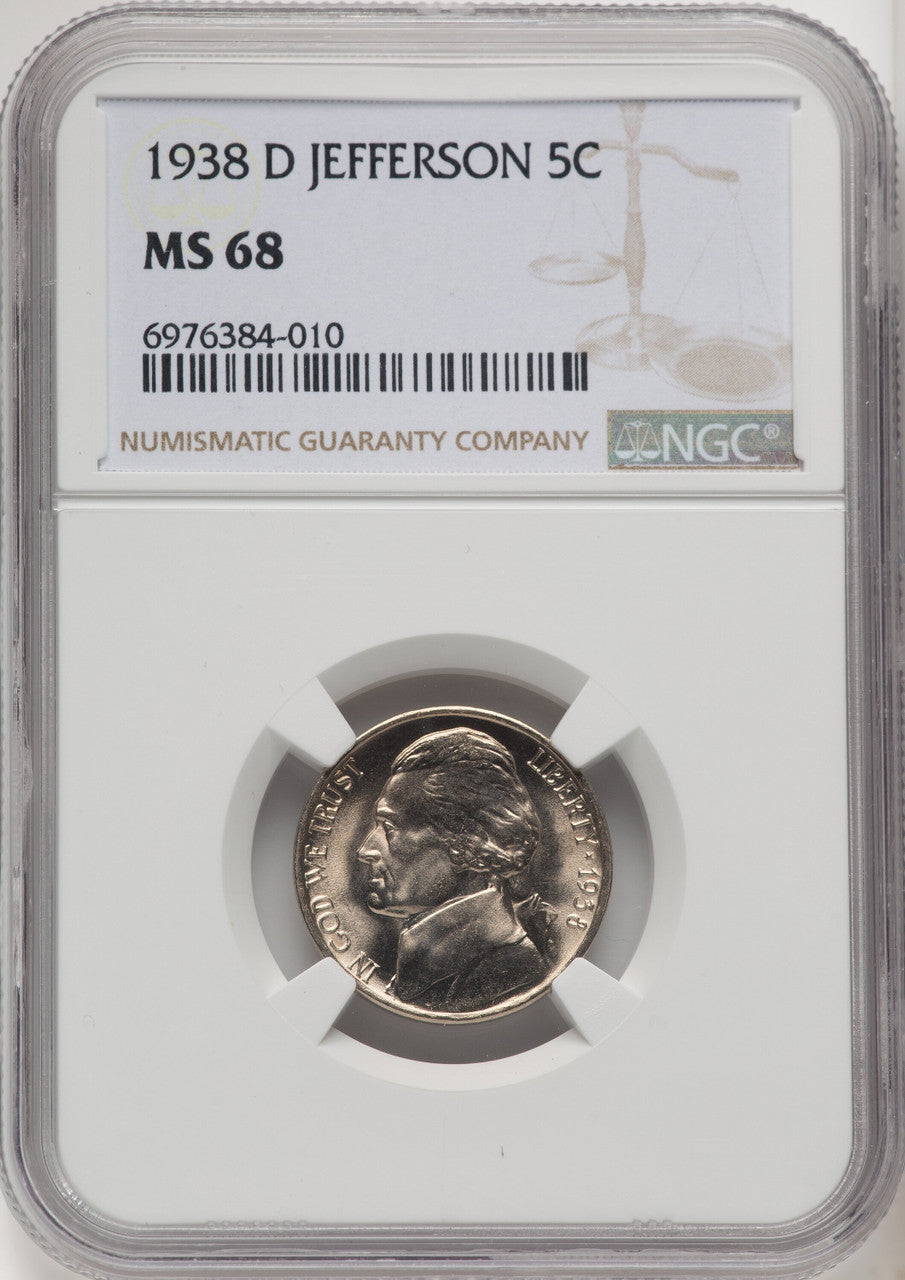 1938-D 5C JEFFERSON Jefferson Nickel NGC MS68 (519848028)