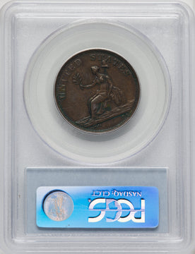 1783 Washington & Independence Cent Small Military Bust Plain Edge BN Colonials PCGS AU53