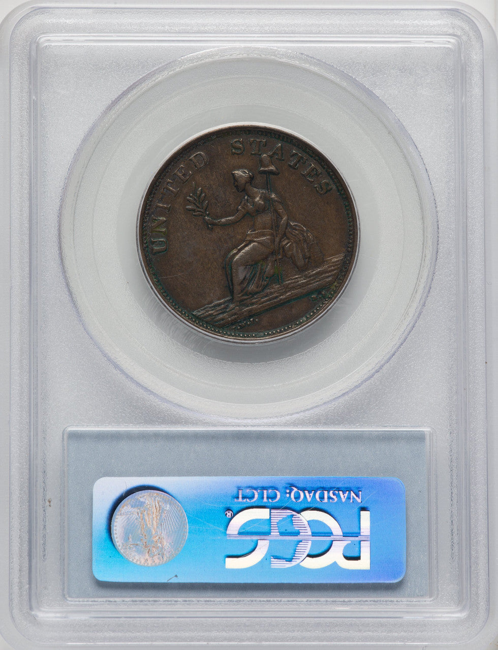 1783 Washington & Independence Cent Small Military Bust Plain Edge BN Colonials PCGS AU53