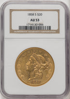1858-S $20 Liberty Double Eagle NGC AU53 (770900001)