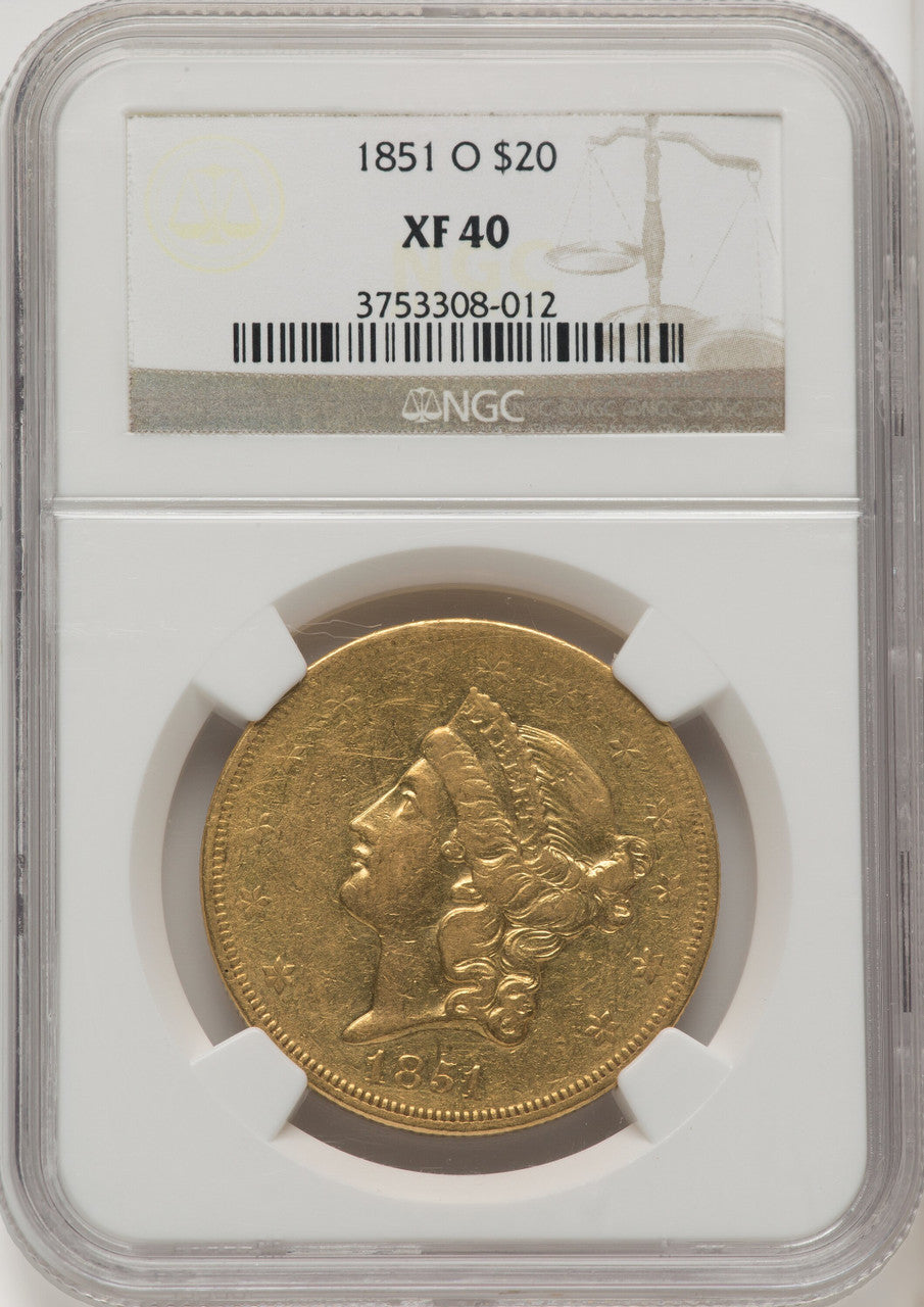 1851-O $20 Liberty Double Eagle NGC XF40