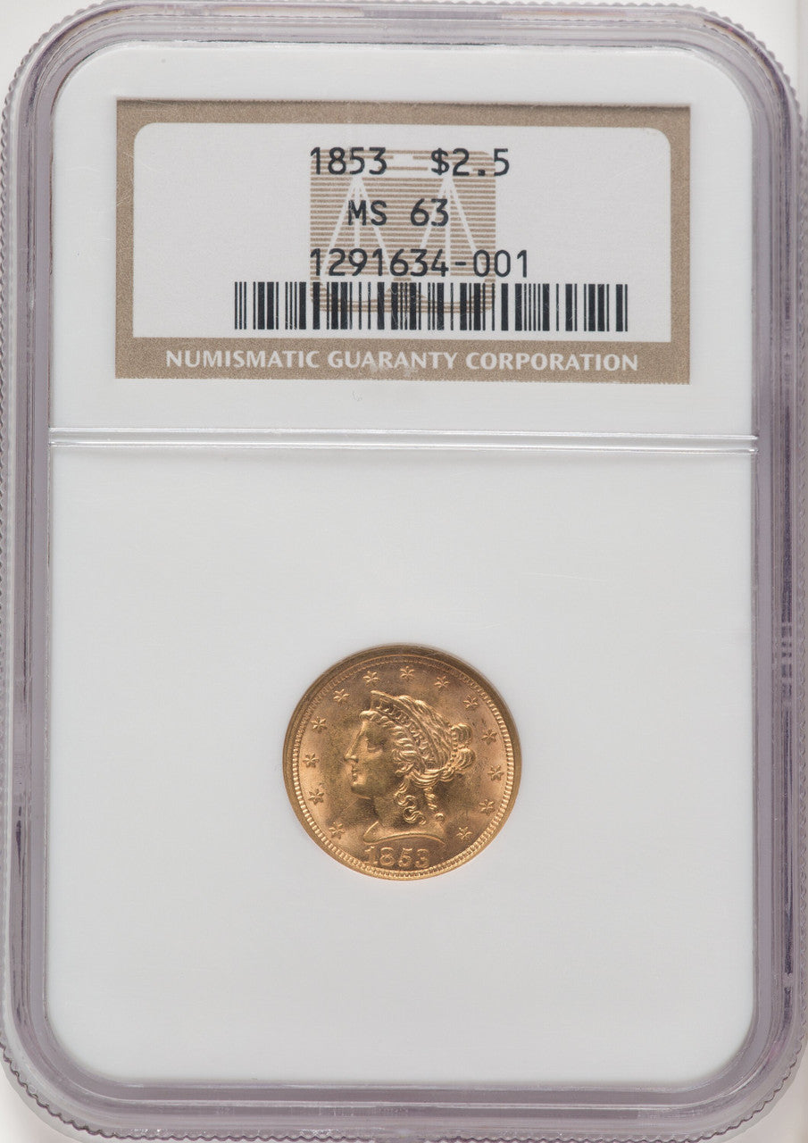 1853 $2.50 Liberty Quarter Eagle NGC MS63 (770806003)