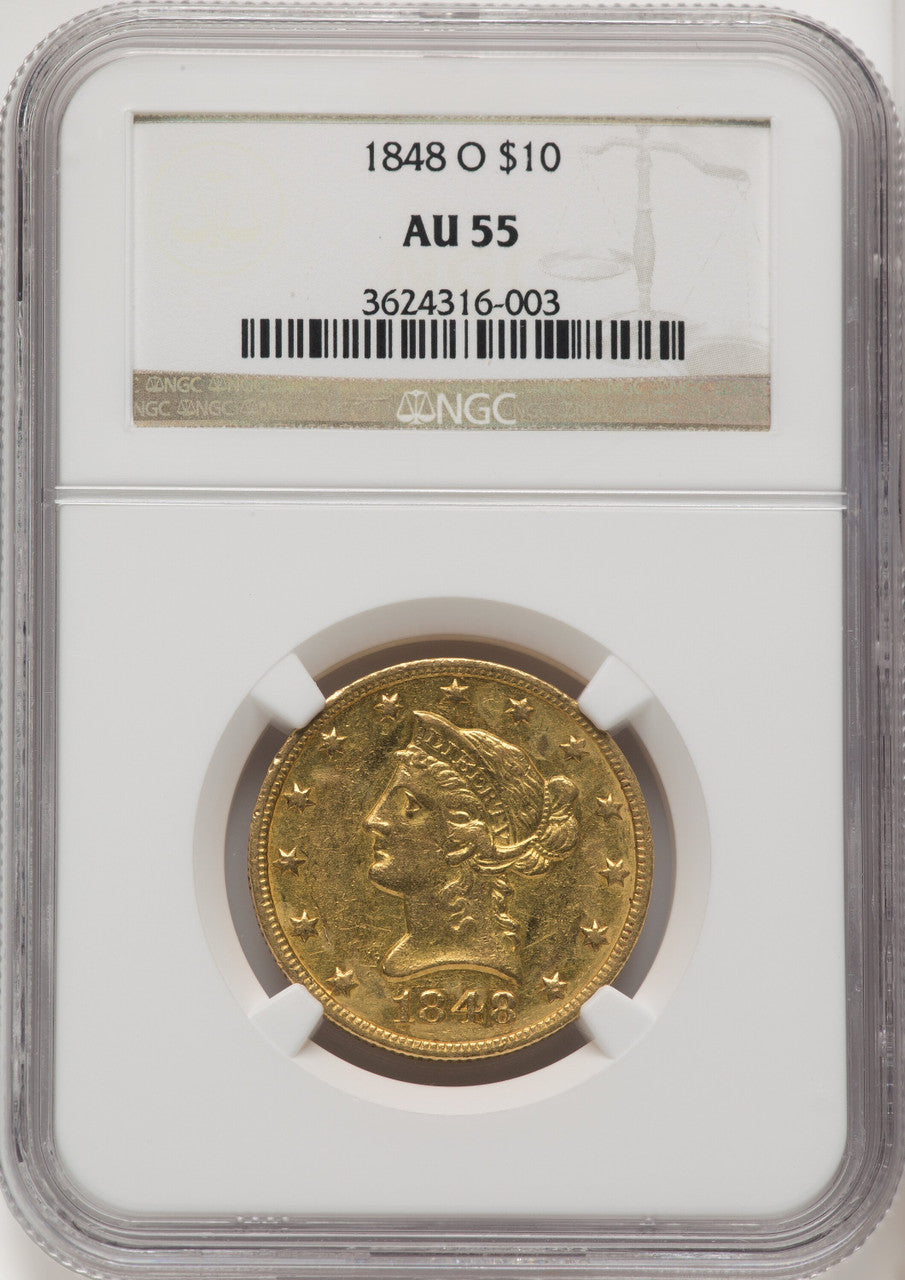 1848-O $10 Liberty Eagle NGC AU55