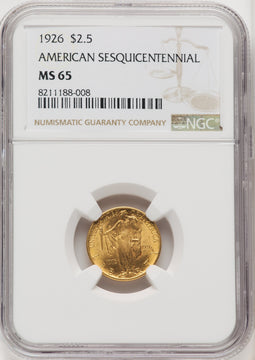 1926 $2.50 SESQUI Commemorative Gold NGC MS65 (771303007)