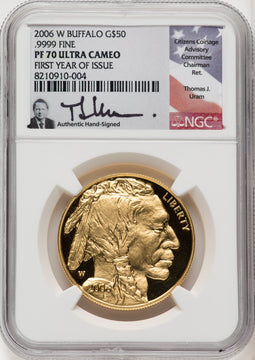 2006-W $50 One-Ounce Gold Buffalo .9999 Fine Gold Thomas Uram NGC PF70