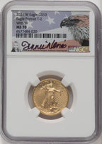 2021-W T2 $10 Quarter Ounce Gold Eagle With W Unfinished Proof Dies NGC MS70 Norris