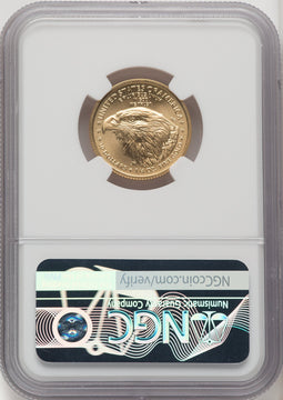 2021-W T2 $10 Quarter Ounce Gold Eagle With W Unfinished Proof Dies NGC MS70 Norris