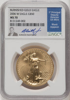 2006-W $50 One-Ounce Gold Eagle 20th Anniversary NGC MS70 (771228015)