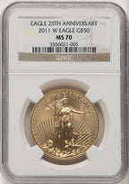 2011-W $50 One-Ounce Gold Eagle 25th Anniversary Brown Label NGC MS70 (771090003)