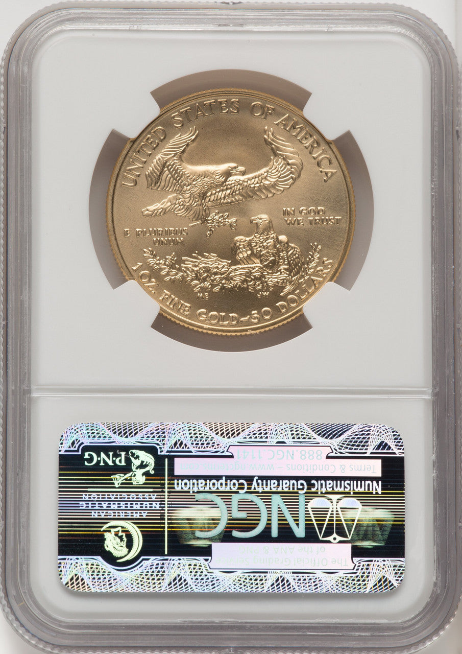 2011-W $50 One-Ounce Gold Eagle 25th Anniversary Brown Label NGC MS70 (771090003)