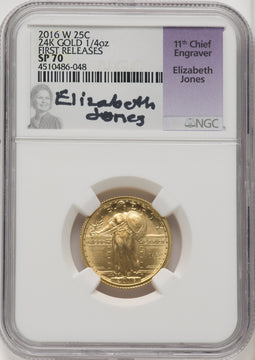 2016-W 25C Standing Liberty Quarter-Ounce Gold 100th Anniversary NGC MS70 (770419005)