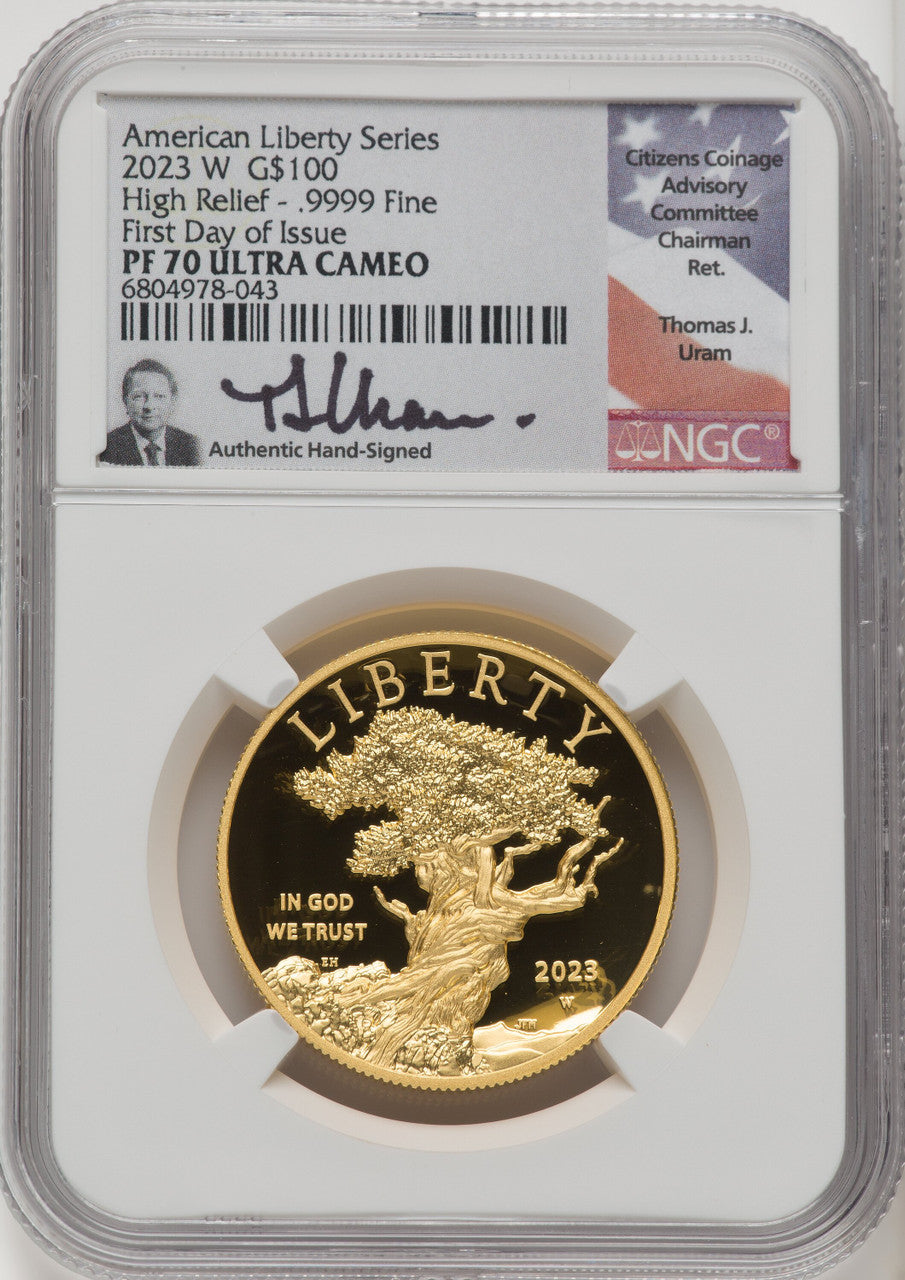 2023-W $100 American Liberty High Relief FDI Thomas Uram NGC PF70
