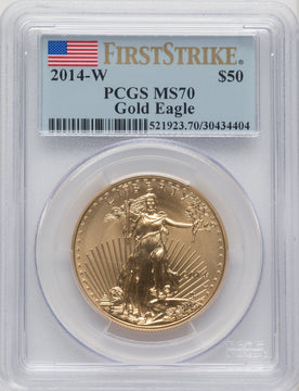 2014-W $50 One-Ounce Gold Eagle First Strike FS Flag PCGS MS70