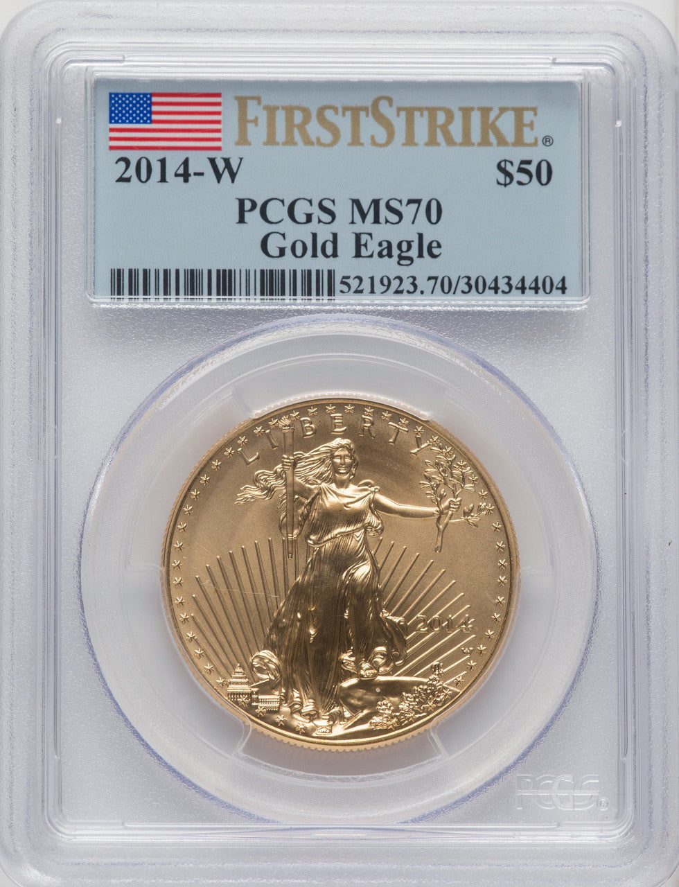 2014-W $50 One-Ounce Gold Eagle First Strike FS Flag PCGS MS70