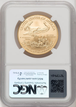 2008-W $50 One-Ounce Gold Eagle Burnished Brown Label NGC MS70