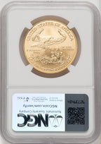 2008-W $50 One-Ounce Gold Eagle Burnished Brown Label NGC MS70