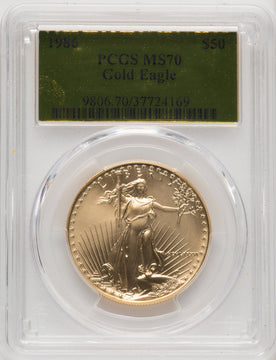 1986 $50 One-Ounce Gold Eagle Gold Foil PCGS MS70