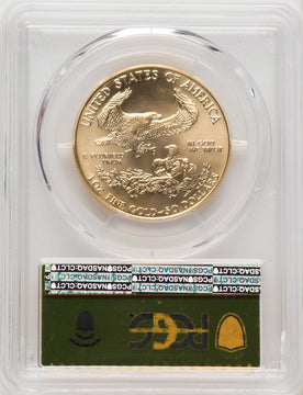 1986 $50 One-Ounce Gold Eagle Gold Foil PCGS MS70