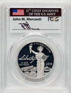 2019-W $100 One-Ounce Platinum Eagle Liberty First Day of Issue Mercanti Flag FDI John Mercanti PCGS PR70