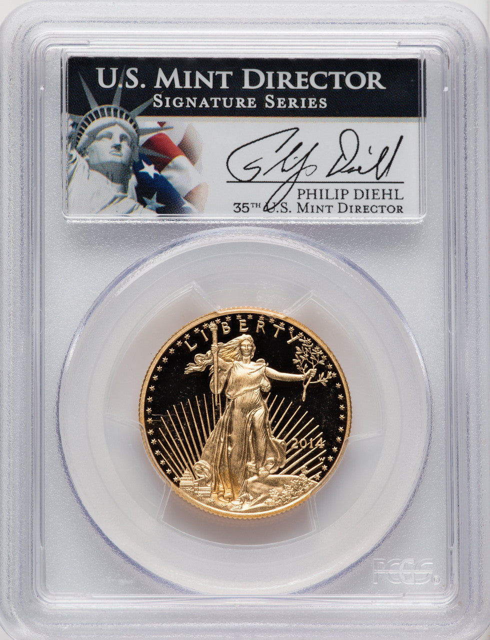 2014-W $25 Half-Ounce Gold Eagle DCAM PCGS PR70 Philip Diehl