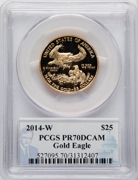 2014-W $25 Half-Ounce Gold Eagle DCAM PCGS PR70 Philip Diehl