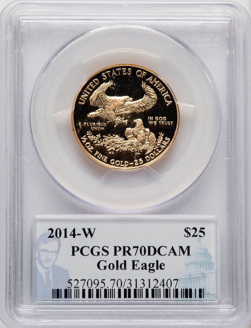 2014-W $25 Half-Ounce Gold Eagle DCAM PCGS PR70 Philip Diehl