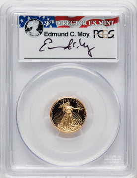 2015-W $5 Tenth-Ounce Gold Eagle First Day of Issue - Washington Moy Signature FDI Ed Moy PCGS PR70
