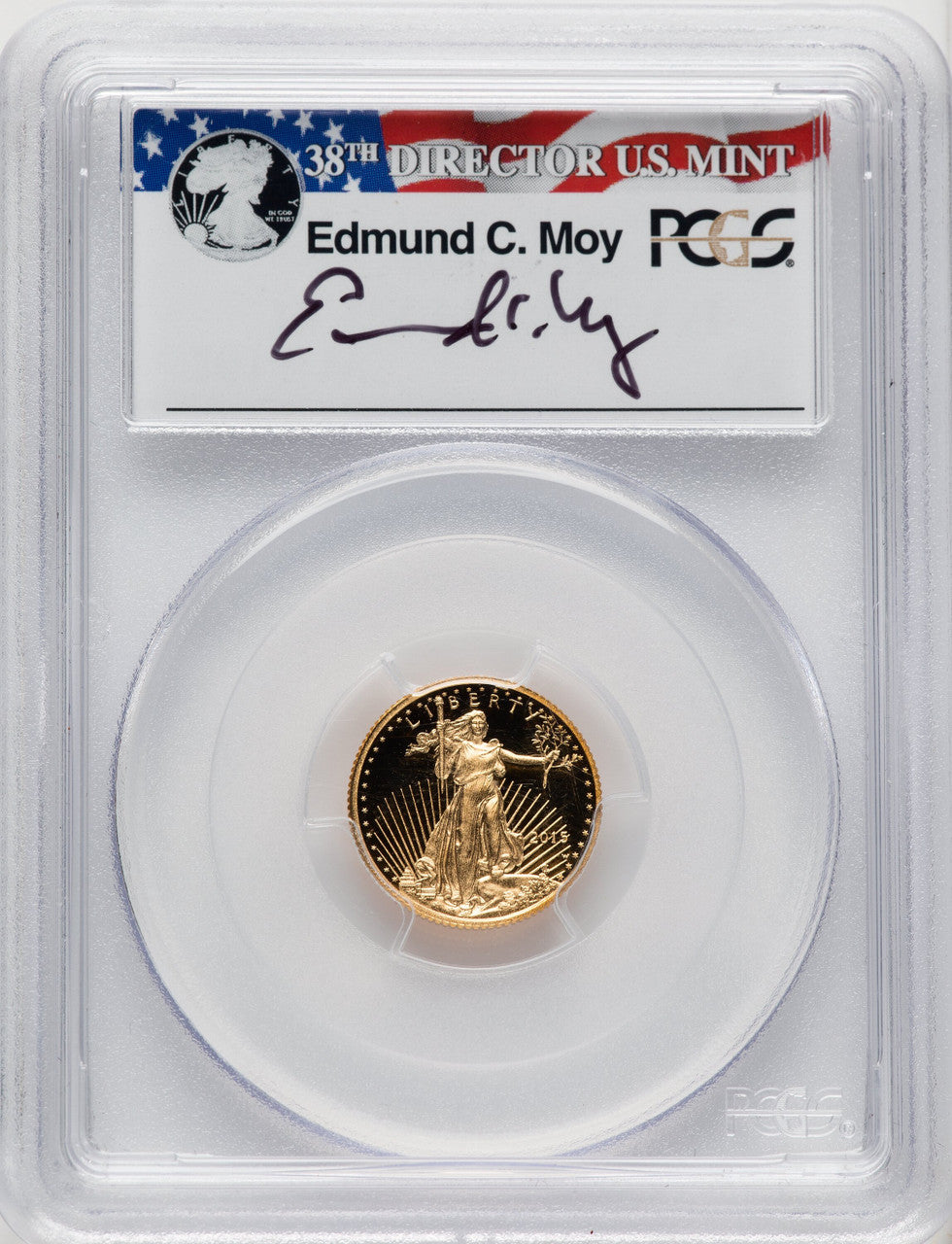 2015-W $5 Tenth-Ounce Gold Eagle First Day of Issue - Washington Moy Signature FDI Ed Moy PCGS PR70
