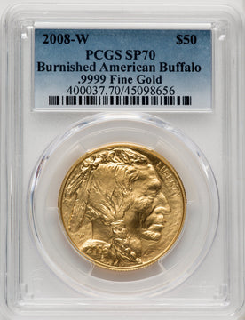 2008-W $50 One-Ounce Gold Buffalo Blue Gradient PCGS SP70